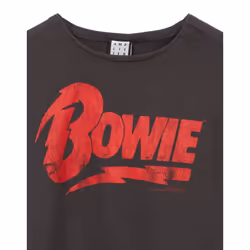 Amplified Womens/Ladies David Bowie Logo Cropped T-Shirt - L, Charcoal