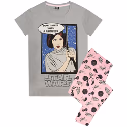 Star Wars Womens/Ladies Princess Leia Pyjama Set - M, Grey/Pink