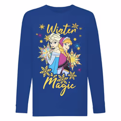 Frozen Girls Winter Magic Anna And Elsa Glitter Long-Sleeved T-Shirt - 2-3 Years, Blue