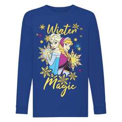 Frozen Girls Winter Magic Anna And Elsa Glitter Long-Sleeved T-Shirt - 2-3 Years, Blue