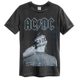 Amplified Mens Clipped AC/DC T-Shirt - XL, Charcoal