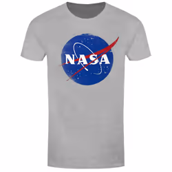 NASA Mens Distressed Logo T-Shirt - 2XL, Grey