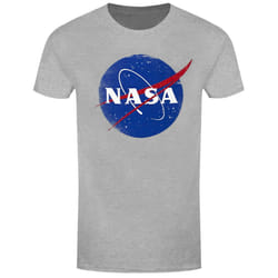 NASA Mens Distressed Logo T-Shirt - 2XL, Grey