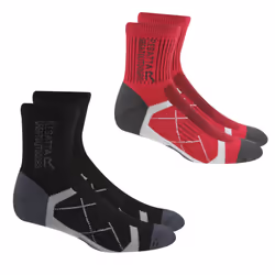 Regatta Womens/Ladies Outdoor Boot Socks (Pack of 2) - 6 UK-8 UK, Black/Cherry Pink