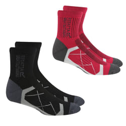 Regatta Womens/Ladies Outdoor Boot Socks (Pack of 2) - 3 UK-5 UK, Black/Cherry Pink