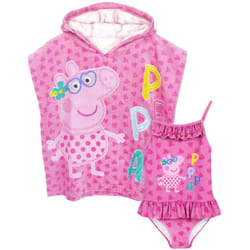 Peppa Pig Girls Swimsuit And Poncho Set - 18-24 Months, Pink
