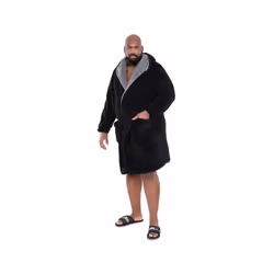 Duke Mens Newquay Hooded Dressing Gown - 8XL, Black