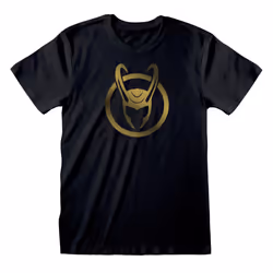 Loki Unisex Adult Icon T-Shirt - S, Black/Gold