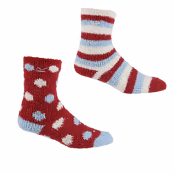 Regatta Childrens/Kids Cosy Boot Socks Set (Pack of 2) - 10 UK Child-12 UK Child, Cherry Pink/Light Blue/White