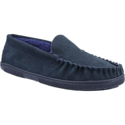 Cotswold Mens Sodbury Suede Moccasin Slippers - 9 UK, Navy