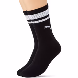 Puma Unisex Adult Heritage Stripe Crew Socks (Pack of 2) - 9 UK-11 UK, Black/White