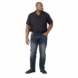 D555 Mens Benson King Size Tapered Fit Stretch Jeans - 40S, Grey Stonewash