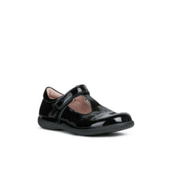 Geox Girls Naimara T-Bar Leather Ballerina Flats - 11.5 UK Child, Black Patent