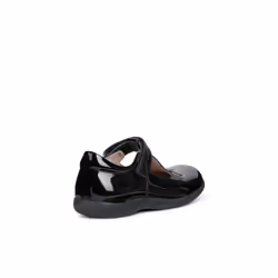Geox Girls Naimara T-Bar Leather Ballerina Flats - 11.5 UK Child, Black Patent