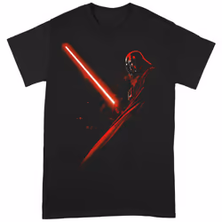 Star Wars Unisex Adult Darth Vader Lightsaber T-Shirt - S, Black/Red