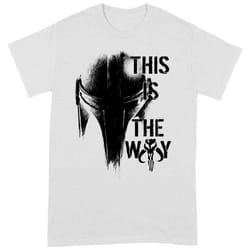 Star Wars: The Mandalorian Unisex Adult This Is The Way Helmet T-Shirt - L, White/Black