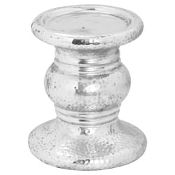 Hill Interiors Ceramic Candle Holder - 24cm x 21cm x 21cm, Silver
