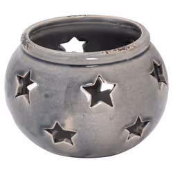 Hill Interiors Ceramic Star Candle Holder - 15cm x 18cm x 18cm, Grey
