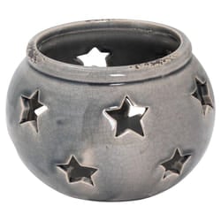 Hill Interiors Ceramic Star Candle Holder - 15cm x 18cm x 18cm, Grey