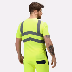 Regatta Mens Pro High-Vis Short-Sleeved T-Shirt - M, Yellow/Navy