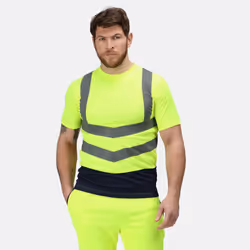Regatta Mens Pro High-Vis Short-Sleeved T-Shirt - XL, Yellow/Navy