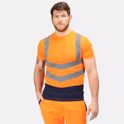 Regatta Mens Pro High-Vis Short-Sleeved T-Shirt - M, Orange/Navy