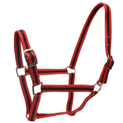 Roma Horse Headcollar and Leadrope - Pony, Red/Navy