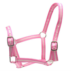 Roma Horse Headcollar and Leadrope - Full, Pink/Silver