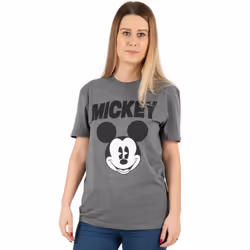 Disney Womens/Ladies Mickey Mouse Face T-Shirt - M, Charcoal Grey