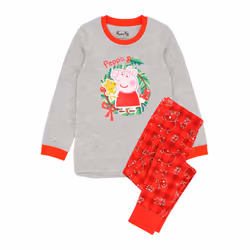 Peppa Pig Girls Christmas Pyjama Set - 18-24 Months, Red/Grey