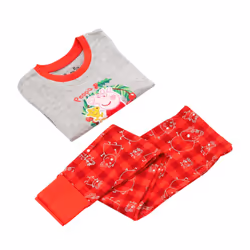 Peppa Pig Girls Christmas Pyjama Set - 18-24 Months, Red/Grey