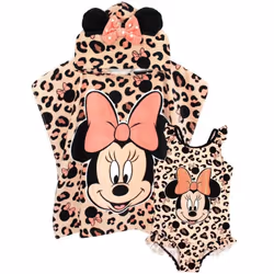 Disney Girls Minnie Mouse Swimsuit And Poncho Set - 18-24 Months, Pink