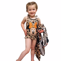 Disney Girls Minnie Mouse Swimsuit And Poncho Set - 18-24 Months, Pink