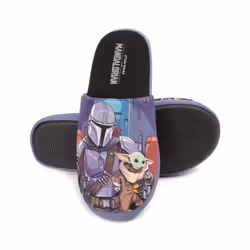 Star Wars: The Mandalorian Mens Slippers - 11 UK-12 UK, Black/Blue