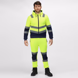 Regatta Mens Pro Hi-Vis Full Zip Jacket - L, Yellow/Navy