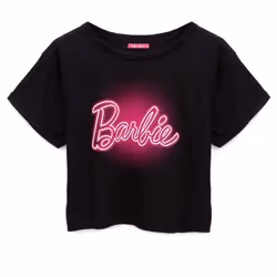 Barbie Womens/Ladies Crop Top - S, Black/Neon Pink