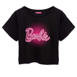 Barbie Womens/Ladies Crop Top - S, Black/Neon Pink