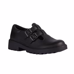 Geox Girls Casey Ballerina Leather School Shoes - 12.5 UK Child, Black