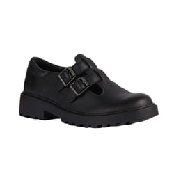 Geox Girls Casey Ballerina Leather School Shoes - 12.5 UK Child, Black
