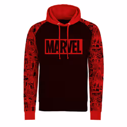 Marvel Comics Unisex Adult Logo Hoodie - L, Black/Red