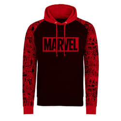 Marvel Comics Unisex Adult Logo Hoodie - L, Black/Red