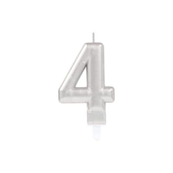 Amscan 4 Metallic Candles - One Size, Silver