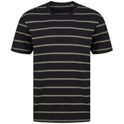 Front Row Unisex Adult Striped T-Shirt - XS, Black/Khaki