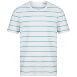 Front Row Unisex Adult Striped T-Shirt - XS, White/Duck Egg Blue
