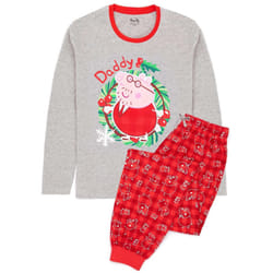 Peppa Pig Mens Daddy Pig Christmas Pyjama Set - XL, Red/Grey