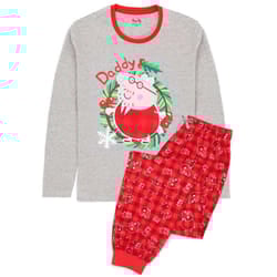 Peppa Pig Mens Daddy Pig Christmas Pyjama Set - S, Red/Grey