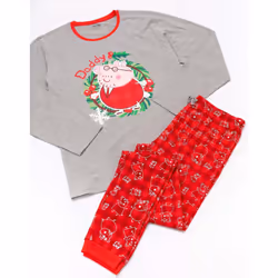 Peppa Pig Mens Daddy Pig Christmas Pyjama Set - S, Red/Grey