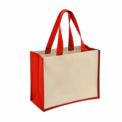 Bullet Varai Canvas/Jute Shopping Tote Bag - 19 x 42.2 x 32.5cm, Red