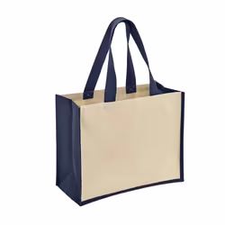 Bullet Varai Canvas/Jute Shopping Tote Bag - 19 x 42.2 x 32.5cm, Navy