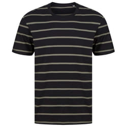 Front Row Mens Striped T-Shirt - XS, Black/Khaki